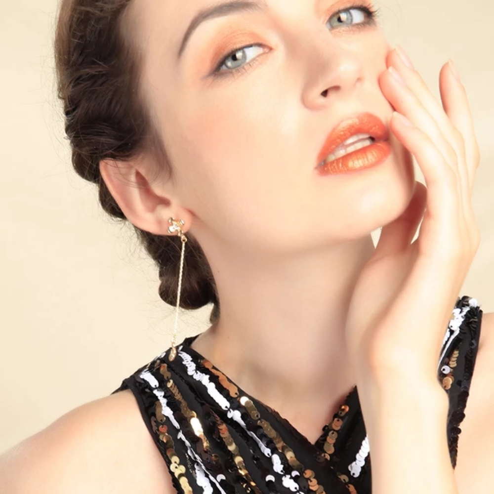3/$24 Romantic Flower Asymmetric Crystal Earrings - Picture 4 of 10
